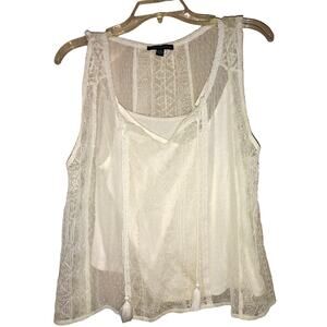 American Eagle Cream Lace Boho top size Large  #A